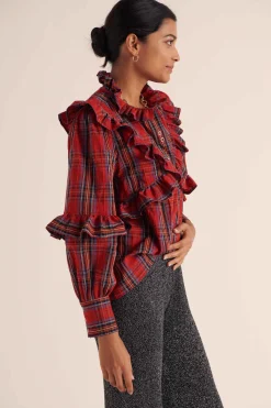 Balzac Paris Blouse Amelia Tartan rouge Cheap