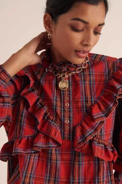 Balzac Paris Blouse Amelia Tartan rouge Cheap