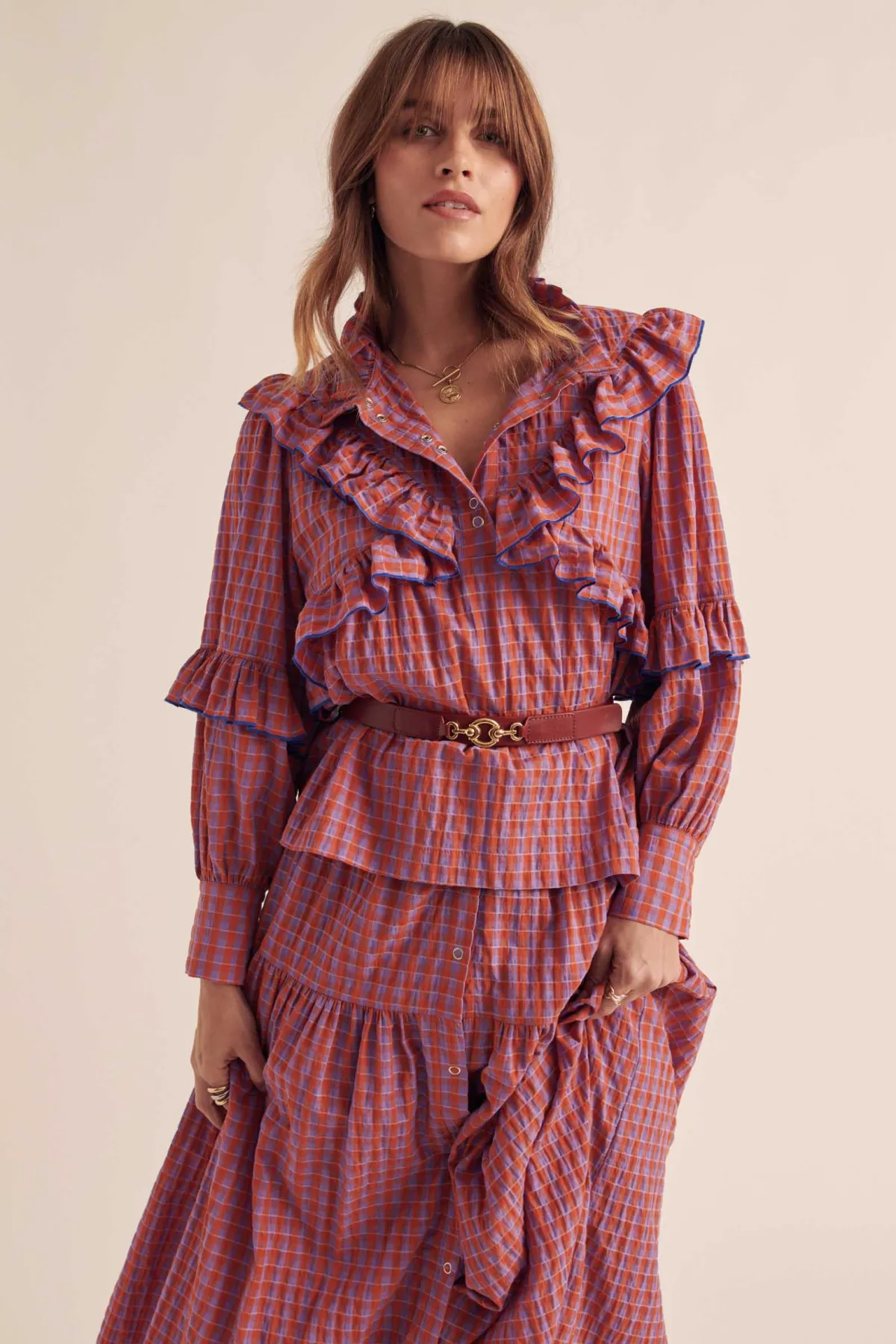 Balzac Paris Blouse Amelia Vichy orange et violet Online