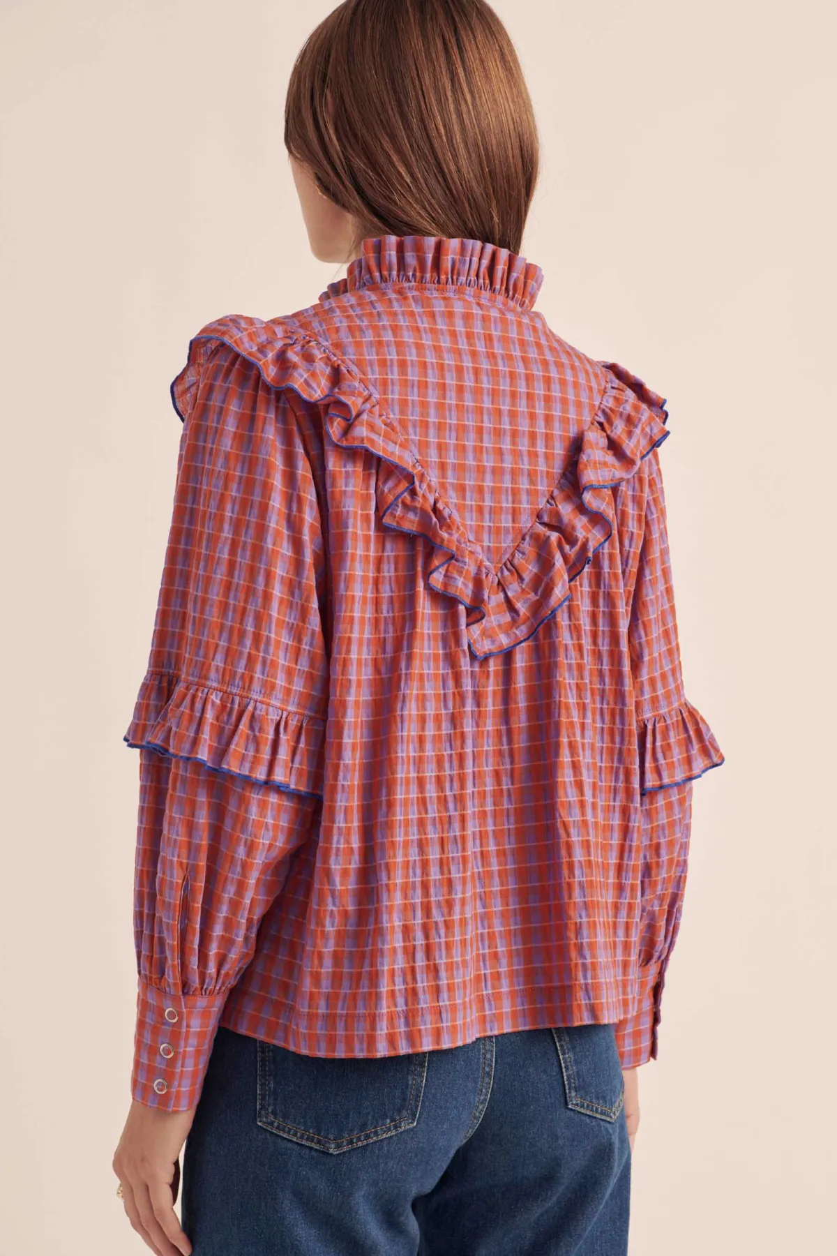 Balzac Paris Blouse Amelia Vichy orange et violet Online