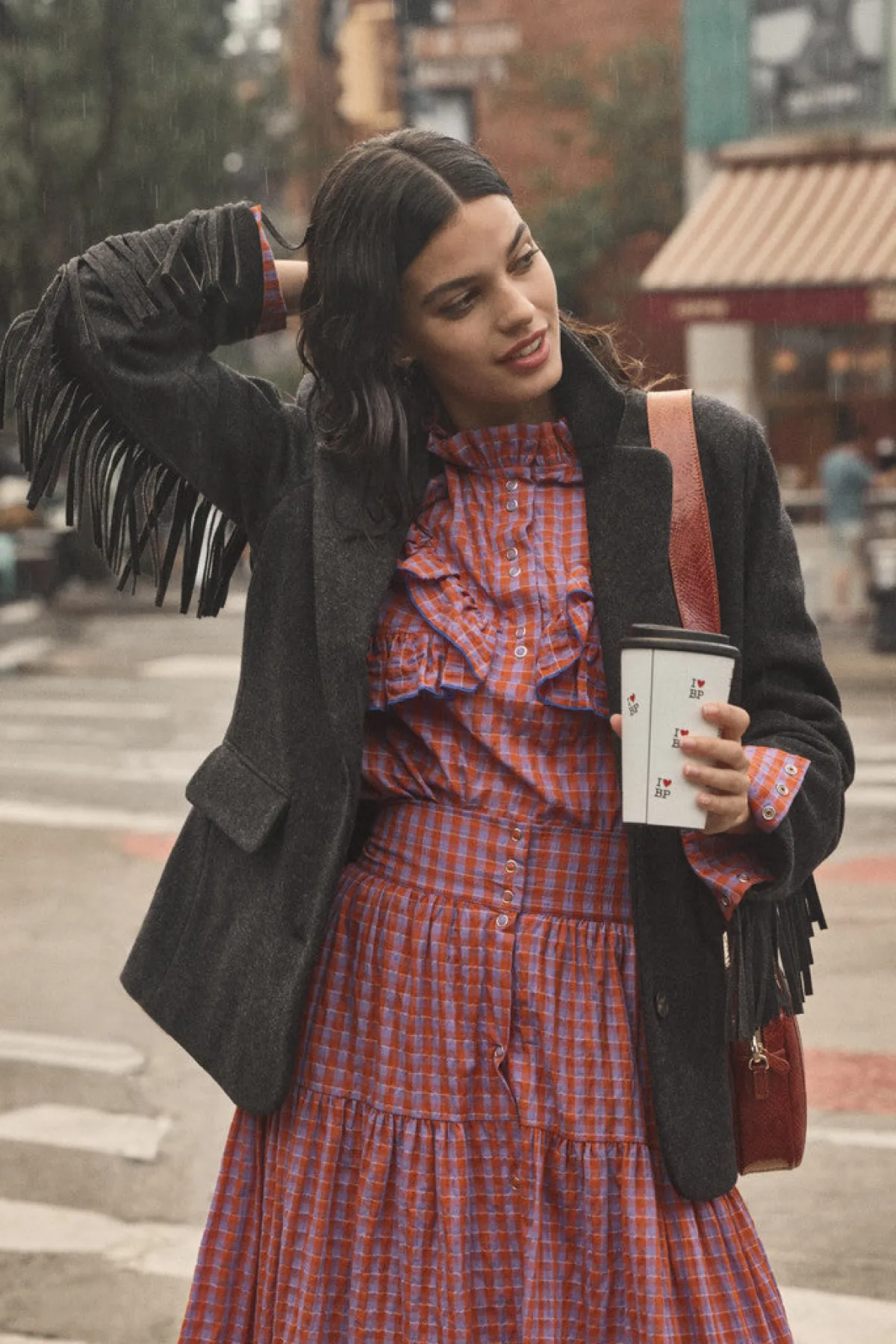Balzac Paris Blouse Amelia Vichy orange et violet Online
