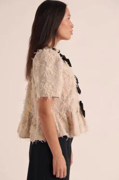 Balzac Paris Blouse Naomi Broderie fleur écru Fashion