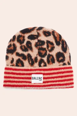 Balzac Paris Bonnet Lou rayures Rouge et léopard Online