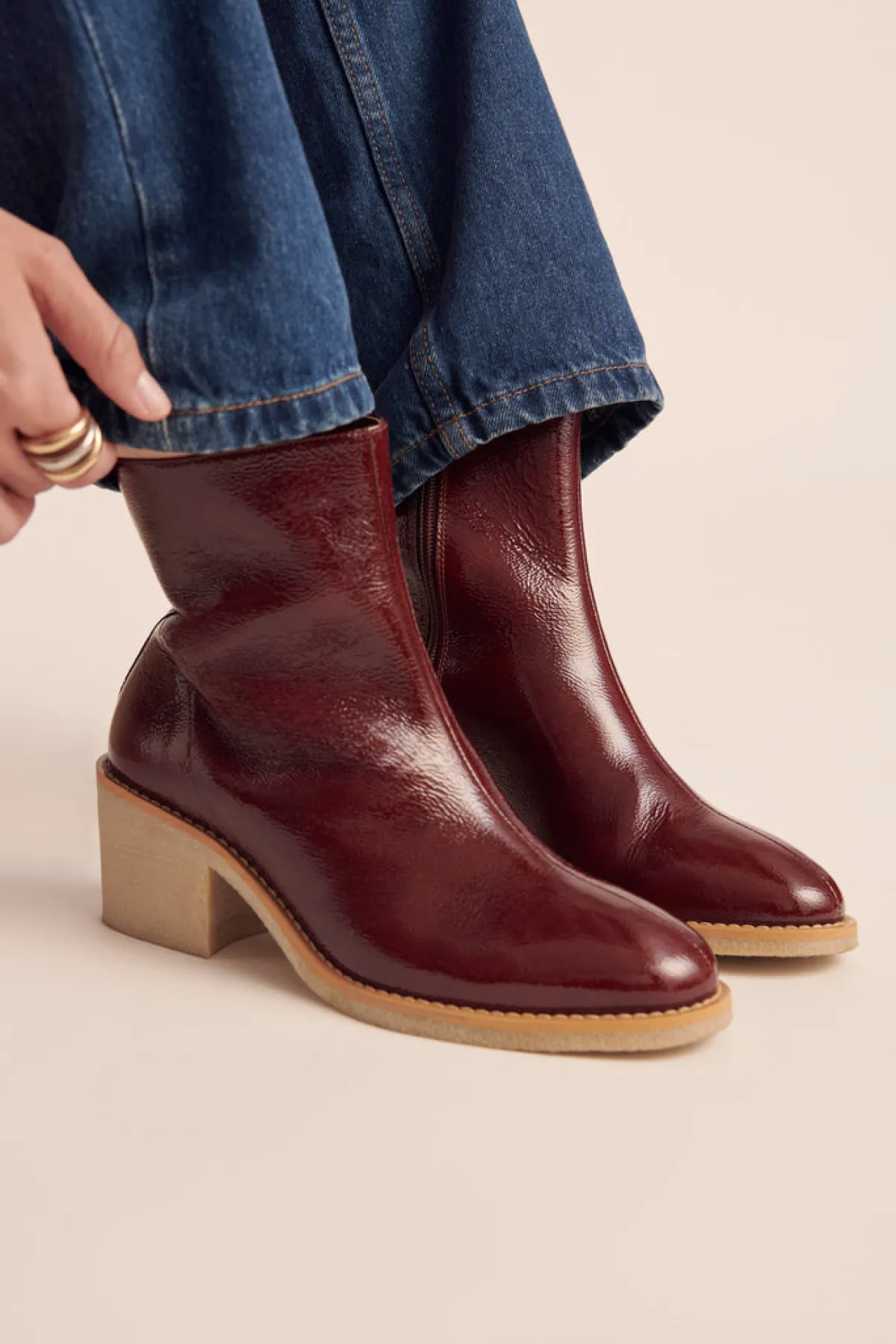 Balzac Paris Bottines Allure Vernis froissé chocolat Best Sale