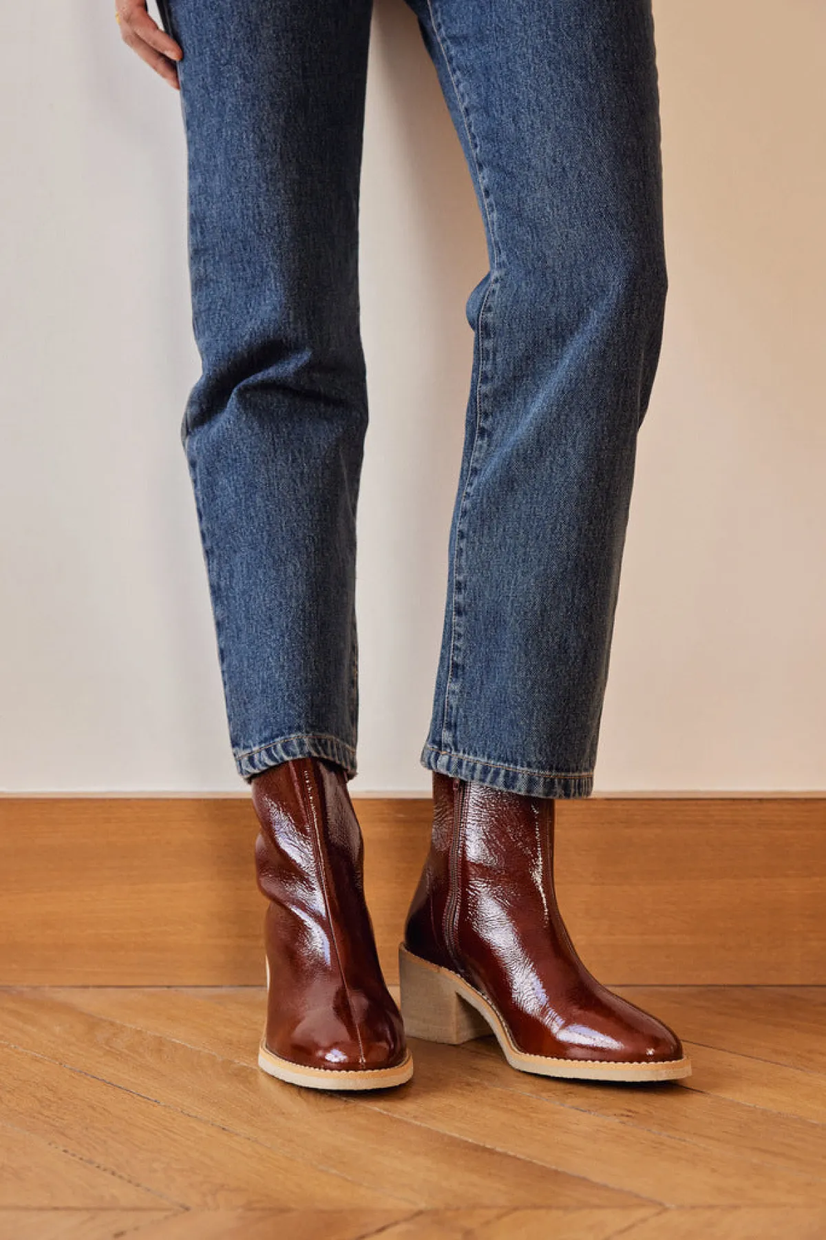 Balzac Paris Bottines Allure Vernis froissé chocolat Best Sale