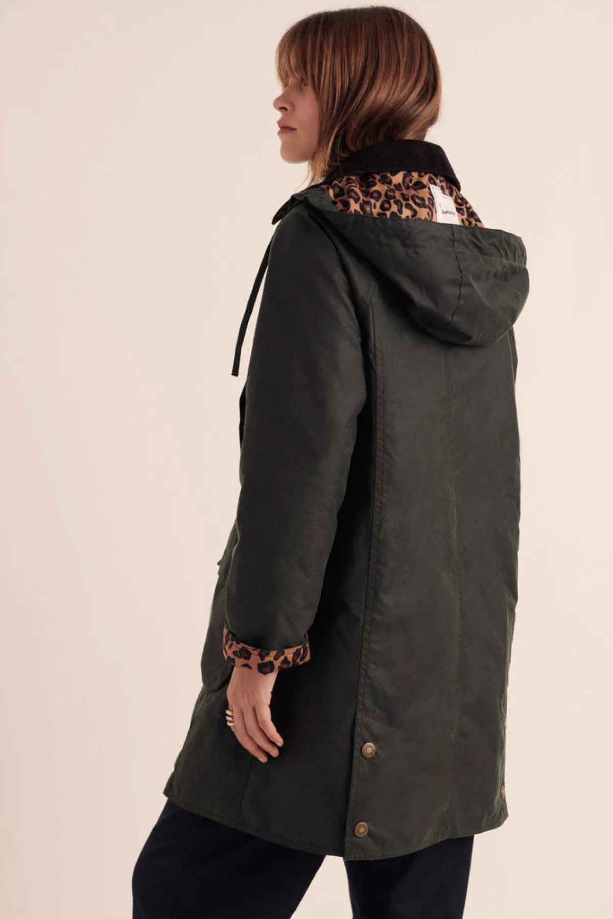 Balzac Paris Capuche ajustable Elana kaki et léopard Barbour x BP Kaki barbour x bp Best