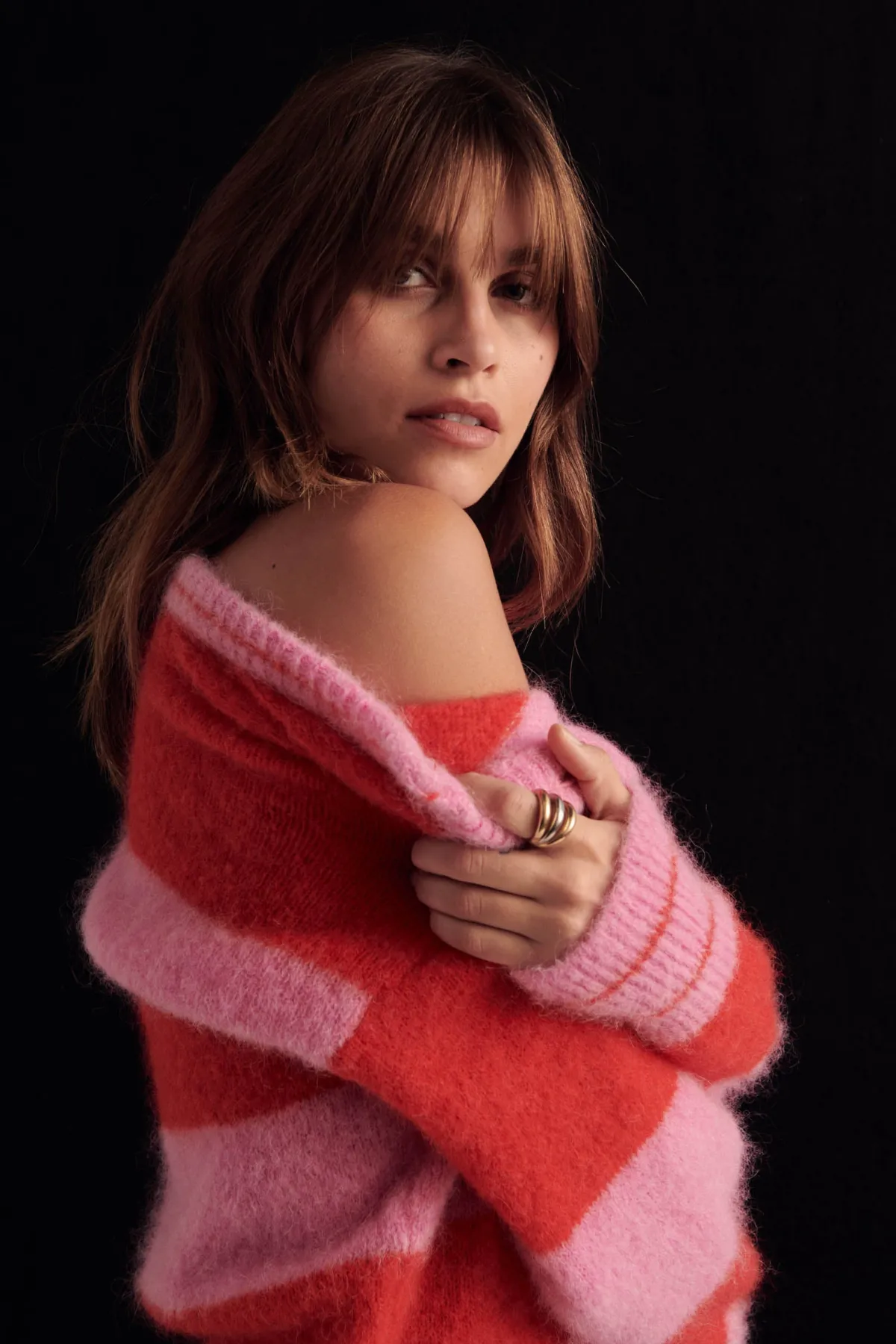 Balzac Paris Cardigan Douceur Rayures rose et rouge Sale