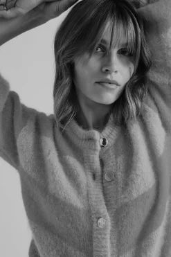 Balzac Paris Cardigan Douceur Rayures rose et rouge Sale
