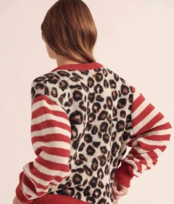 Balzac Paris Cardigan Idole rouge et léopard Rayures léopard Shop