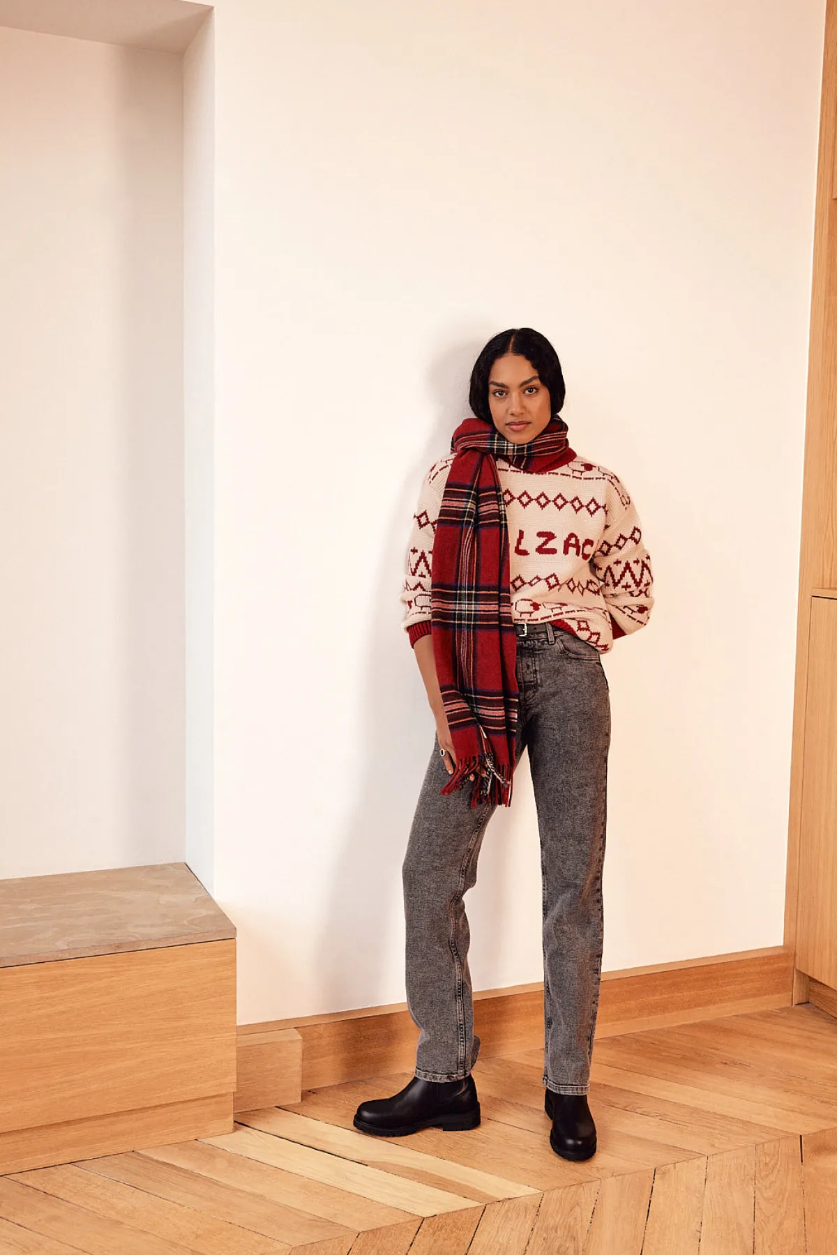 Balzac Paris Écharpe Public Tartan rouge Store