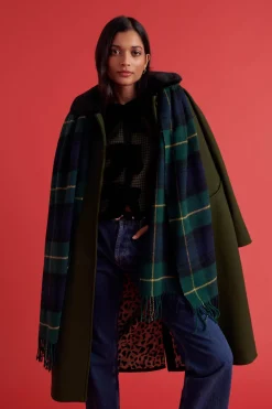 Balzac Paris Écharpe Public Tartan vert et marine Discount