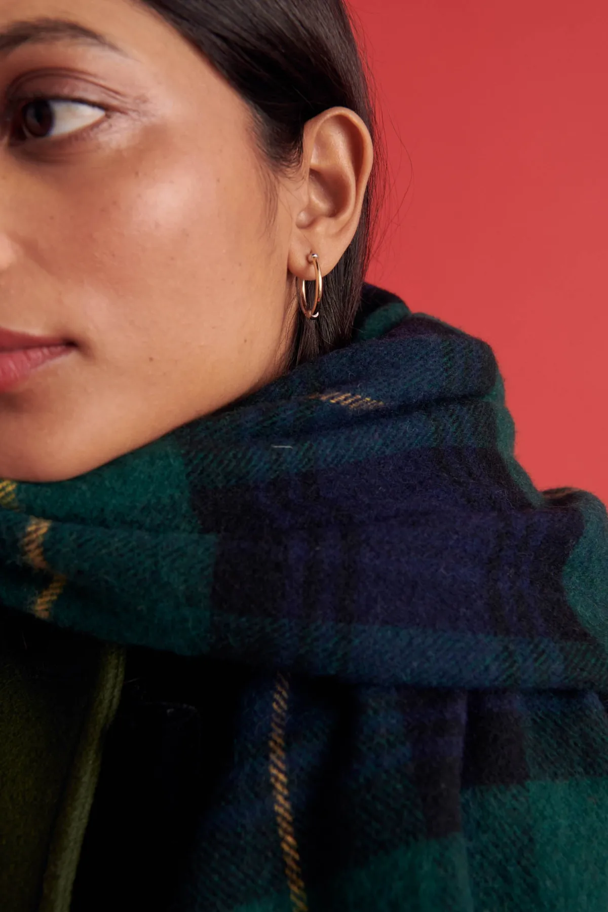 Balzac Paris Écharpe Public Tartan vert et marine Discount