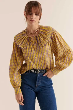 Balzac Paris Chemise Amy Vichy jaune et violet Best Sale