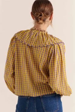Balzac Paris Chemise Amy Vichy jaune et violet Best Sale
