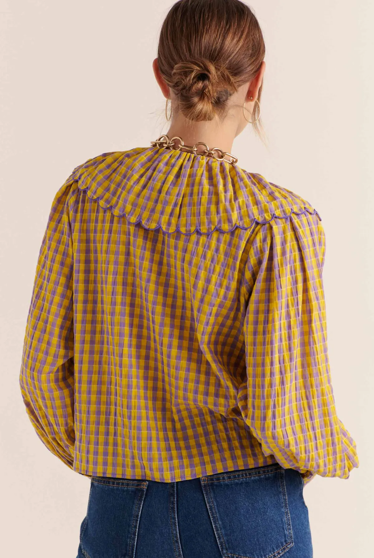 Balzac Paris Chemise Amy Vichy jaune et violet Best Sale