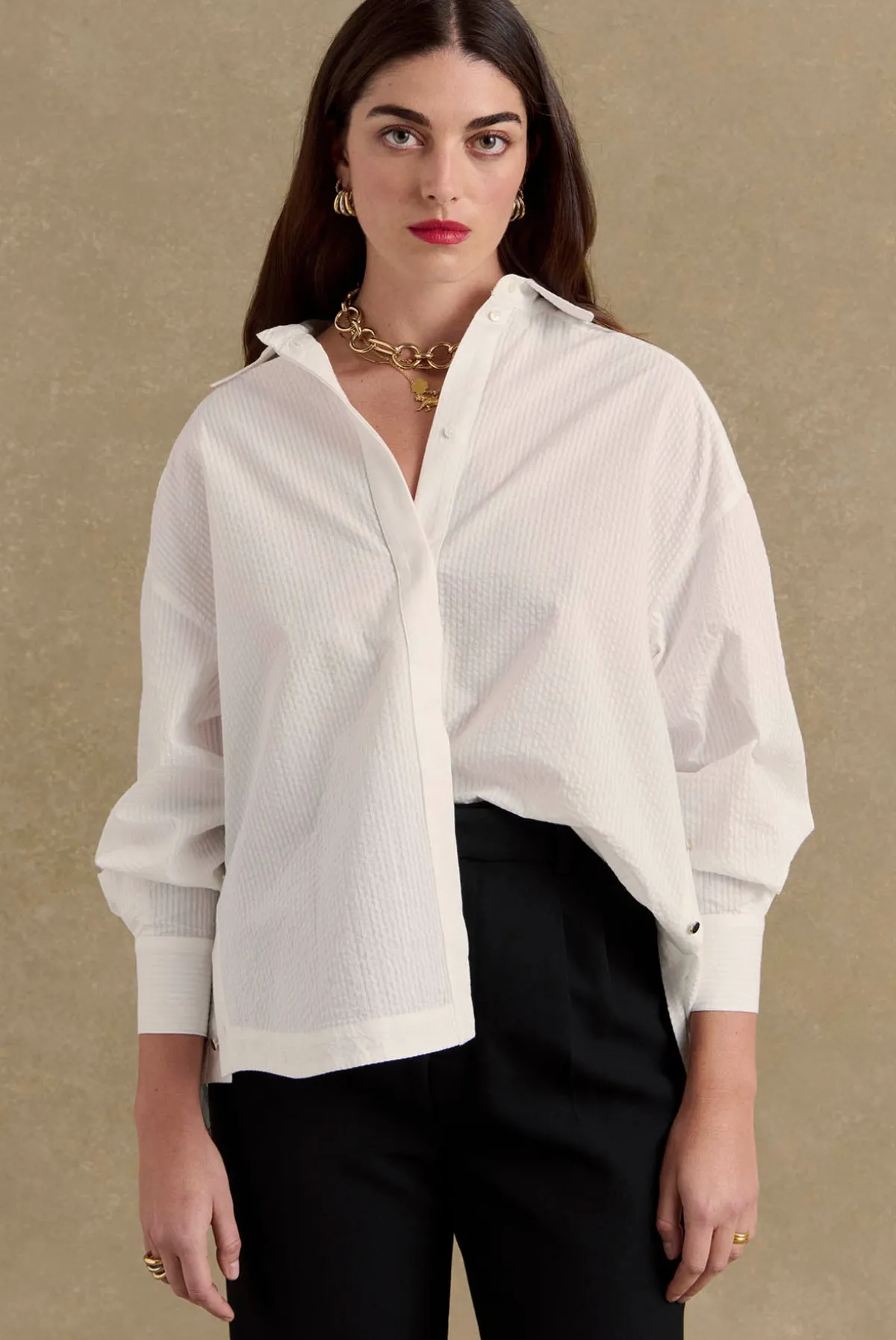 Balzac Paris Chemise Arthus seersucker Blanc Fashion