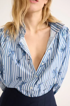 Balzac Paris Chemise Bianca imprimé noeuds bleu Imprimé nœuds bleu Hot