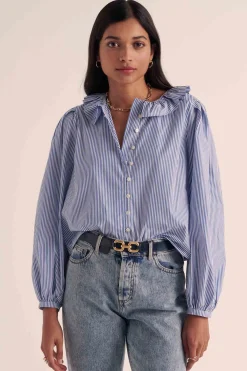 Balzac Paris Chemise Davis Rayures bleu et blanc Cheap