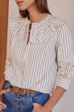 Balzac Paris Chemise Hergé et blanc Rayures bleu Flash Sale