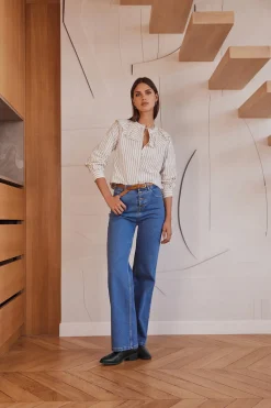 Balzac Paris Chemise Hergé et blanc Rayures bleu Flash Sale