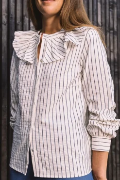 Balzac Paris Chemise Hergé et blanc Rayures bleu Flash Sale