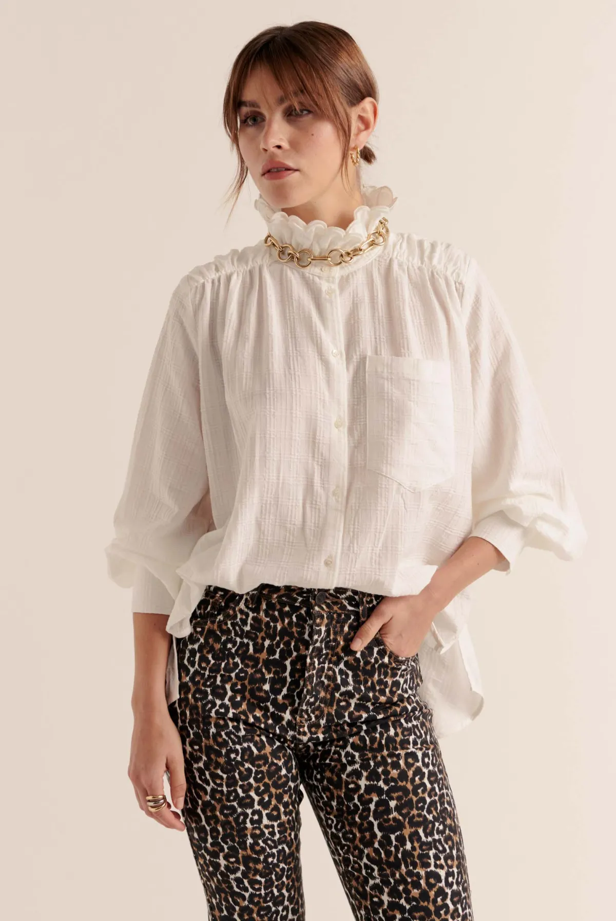 Balzac Paris Chemise Léonor Carreaux blanc naturel Fashion