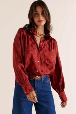 Balzac Paris Chemise Léonor Damier bordeaux Online