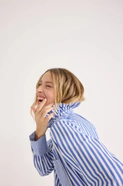 Balzac Paris Chemise Léonor rayures Blanc et bleu Outlet