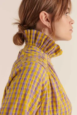Balzac Paris Chemise Léonor Vichy jaune et violet Flash Sale