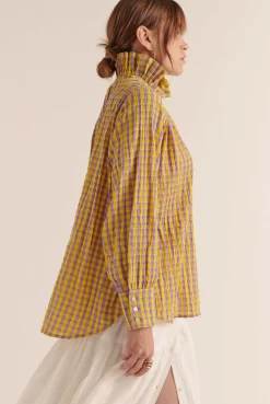 Balzac Paris Chemise Léonor Vichy jaune et violet Flash Sale