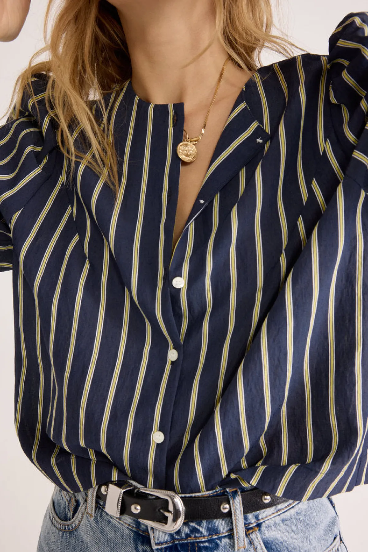 Balzac Paris Chemise Luisa Rayures marine et jaune Store