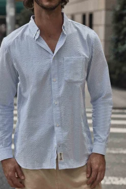 Balzac Paris Chemise Paradis rayures bleues et blanches white Sale