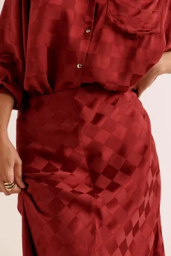 Balzac Paris Jupe Ashley Damier bordeaux Fashion