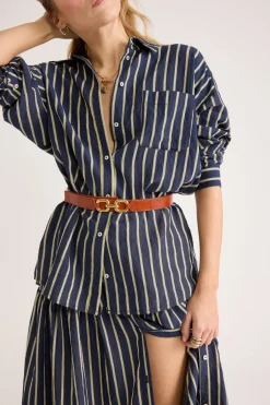 Balzac Paris Jupe Salina Rayures marine et jaune Clearance