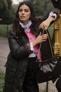 Balzac Paris Manteau Colette kaki et léopard Barbour x BP Capuche amovible vendue séparément Sale