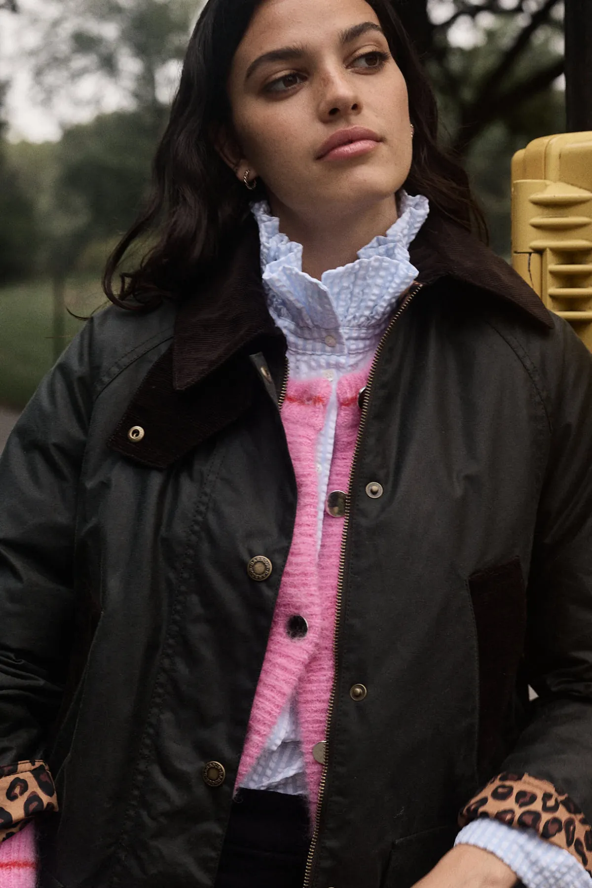 Balzac Paris Manteau Colette kaki et léopard Barbour x BP Capuche amovible vendue séparément Sale