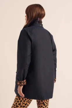 Balzac Paris Manteau Félicité marine et léopard Barbour x BP Capuche amovible vendue séparément Outlet