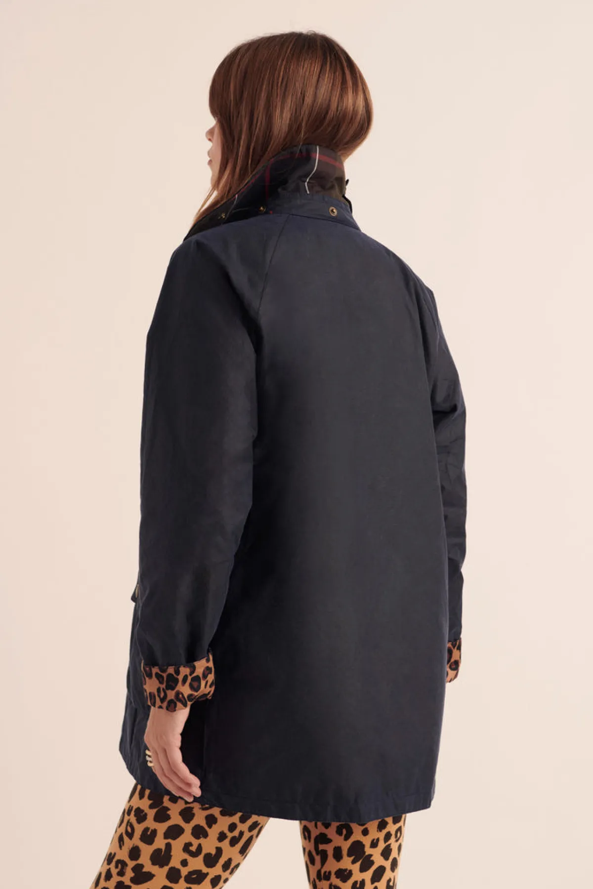 Balzac Paris Manteau Félicité marine et léopard Barbour x BP Capuche amovible vendue séparément Outlet