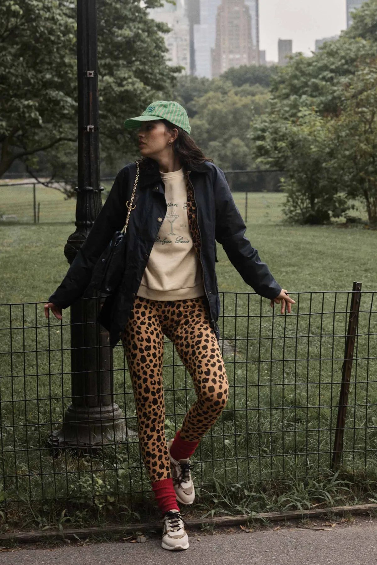 Balzac Paris Manteau Félicité marine et léopard Barbour x BP Capuche amovible vendue séparément Outlet