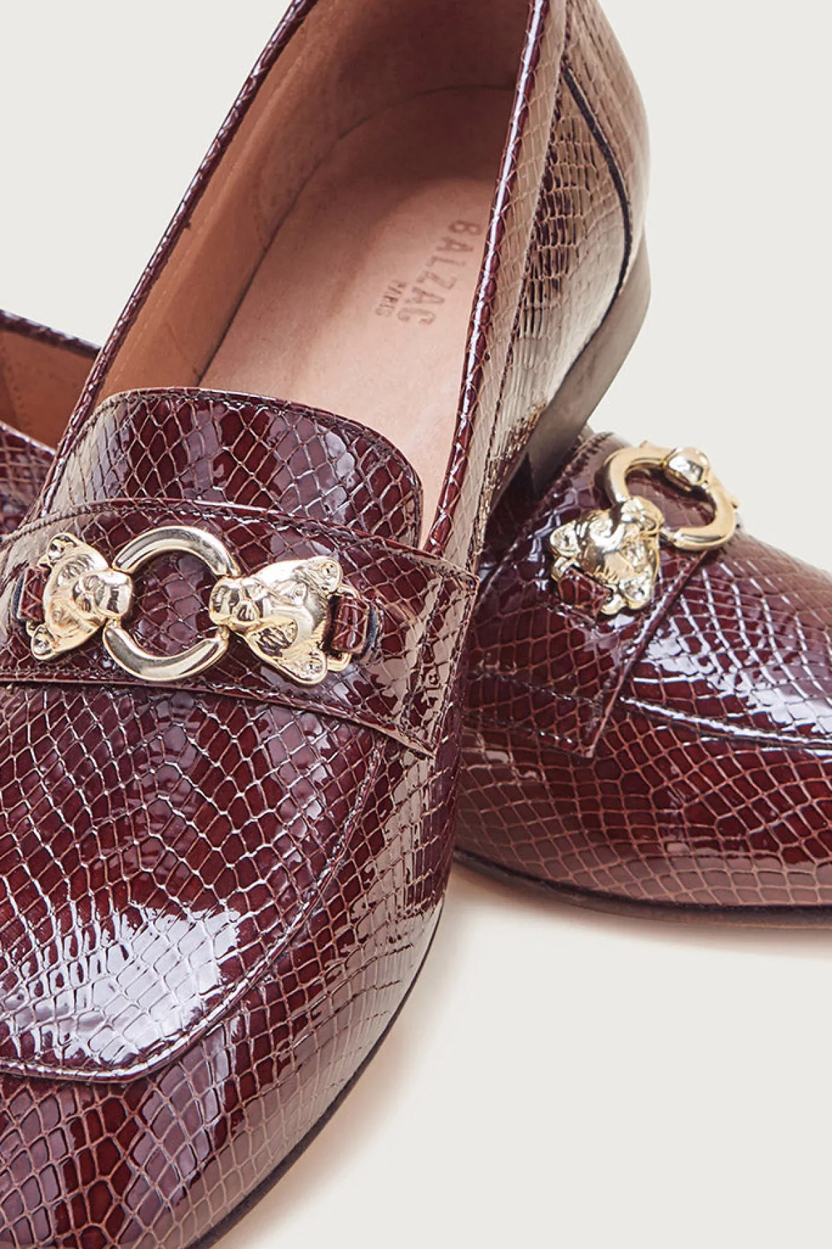 Balzac Paris Mocassins Flavie embossé vernis chocolat Chocolat embossé Best Sale