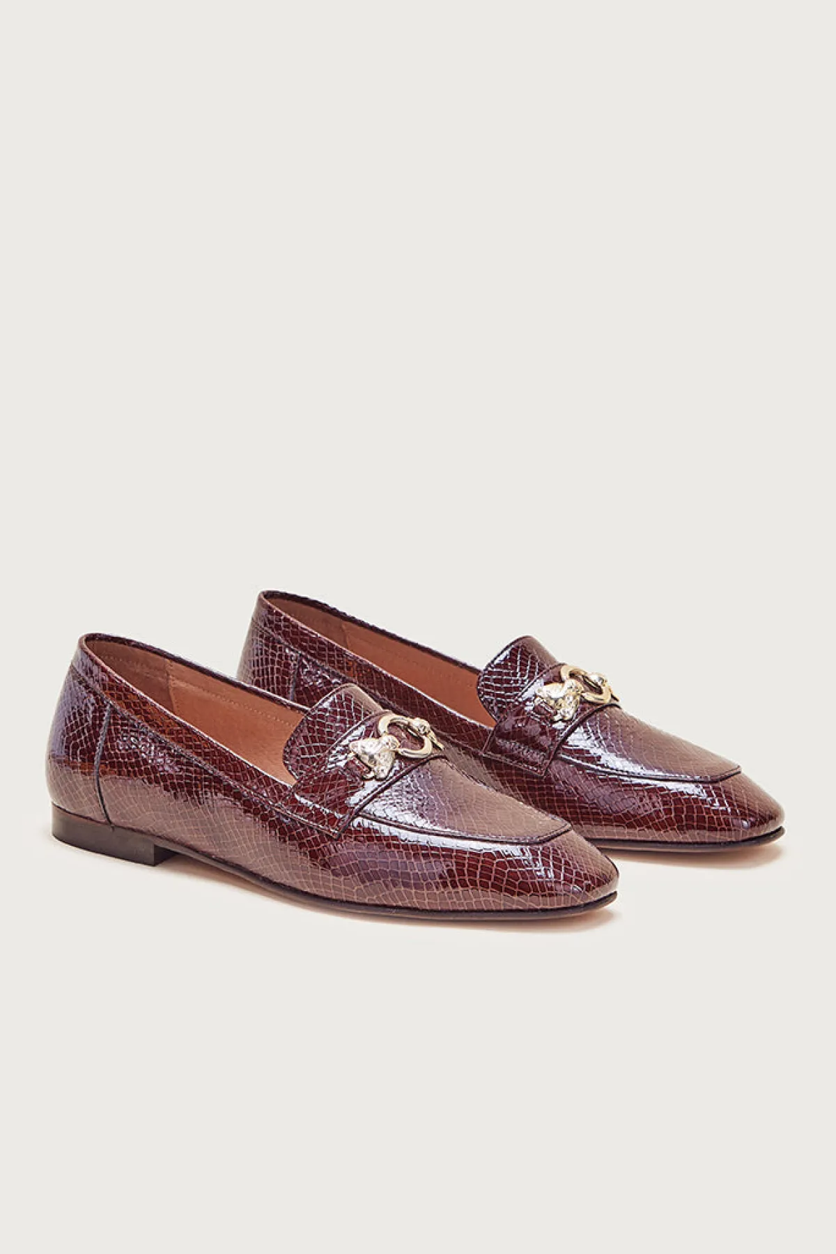 Balzac Paris Mocassins Flavie embossé vernis chocolat Chocolat embossé Best Sale