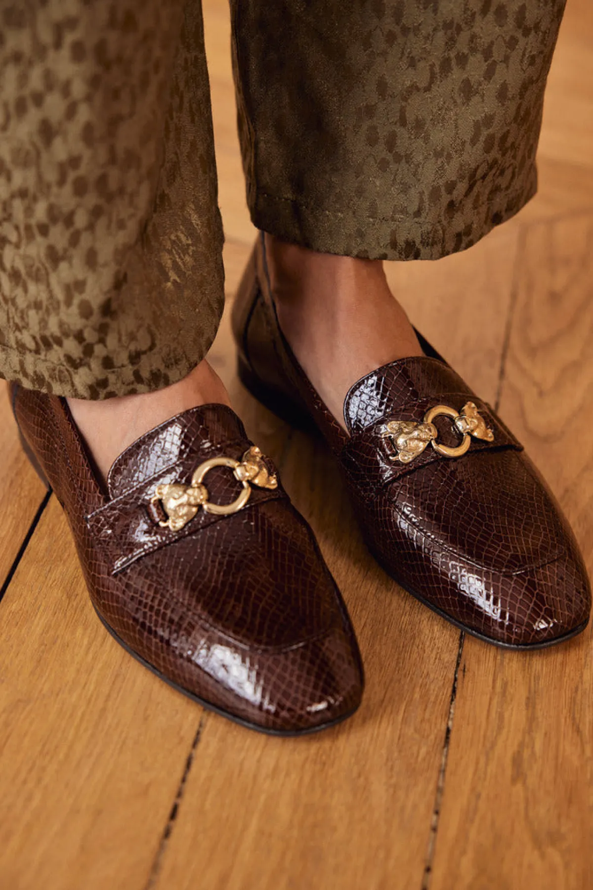 Balzac Paris Mocassins Flavie embossé vernis chocolat Chocolat embossé Best Sale