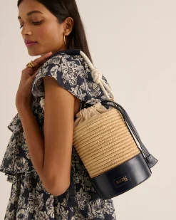 Balzac Paris Panier Auguste Raphia et bleu marine Hot