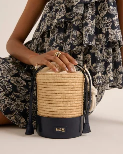 Balzac Paris Panier Auguste Raphia et bleu marine Hot