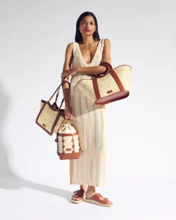 Balzac Paris Panier Ori Tressé naturel et cognac Cheap