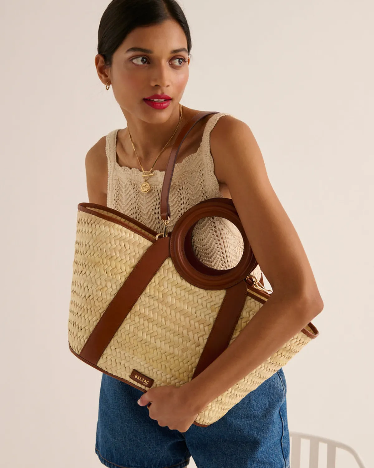 Balzac Paris Panier Paulina tressé naturel et cognac Tressé naturel et cogac Fashion