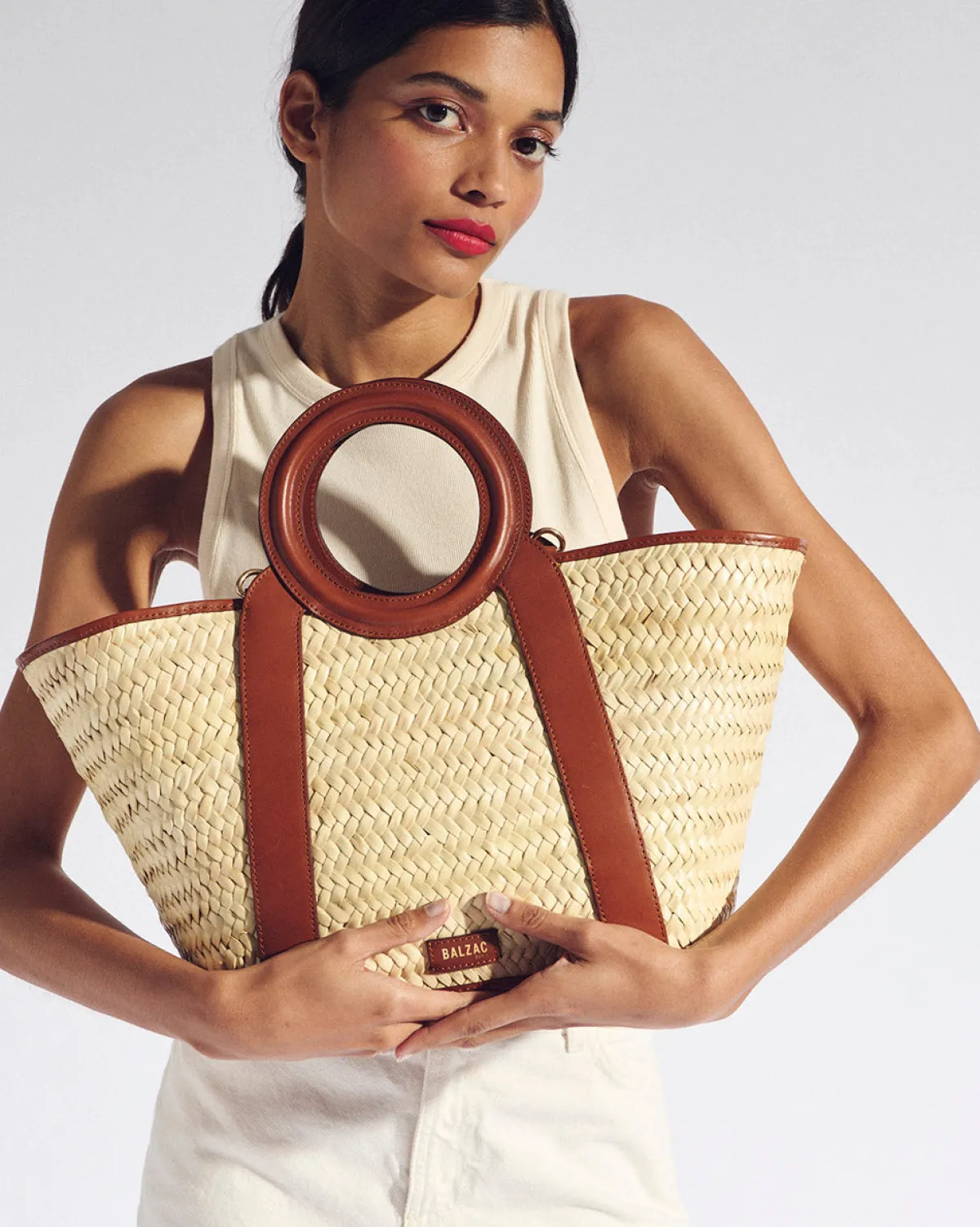 Balzac Paris Panier Paulina tressé naturel et cognac Tressé naturel et cogac Fashion