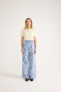Balzac Paris Pantalon Lisea imprimé noeuds bleu Imprimé nœuds bleu Flash Sale