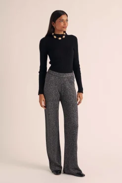 Balzac Paris Pantalon Piana Noir irisé argenté Outlet