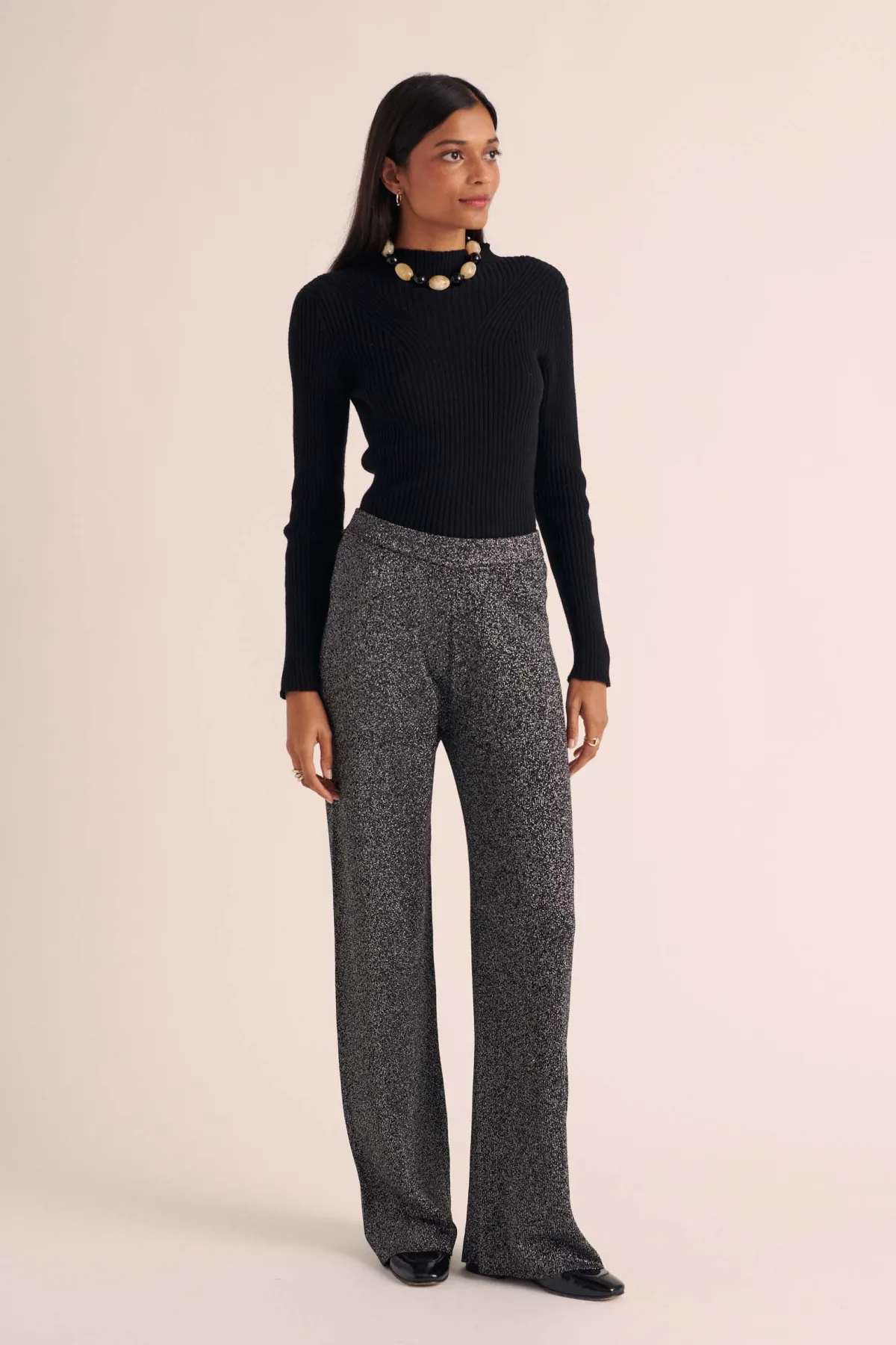 Balzac Paris Pantalon Piana Noir irisé argenté Outlet
